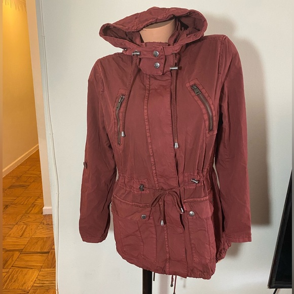 Levi’s Strauss Hood Anorak Military Style Jacket Burgundy/Copper Size M - Picture 3 of 10